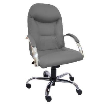 Imagem de Cadeira Giratória Escritório Day Presidente Cinza Relax Base Cromada c