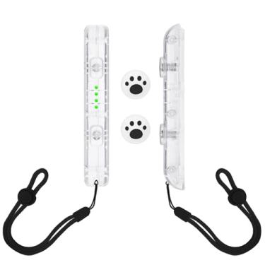 Imagem de DLseego Wrist Strap for Switch Joycon, Switch Controller Hand Grip Accessories, Transparent JoyCon Gamepad Handle Lock Wrist Strap Lanyard, Adjustable Tightness, with 2 Thumb Grip Caps - White