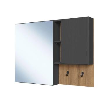 Imagem de Armario Para Banheiro Com Espelho 02 Portas 80cm Mel Grafite Proddy Mel Grafite