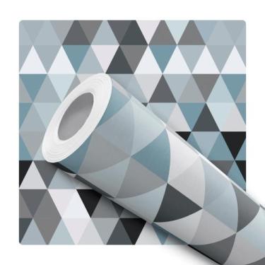Imagem de Papel De Parede Vinílico Geométrico Triângulos Azul E Cinza 5m - DELIQ