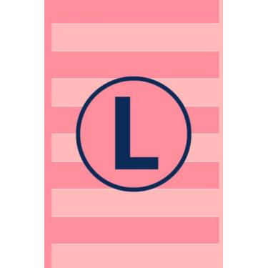 Imagem de L: Pink Stripes Monogram Initial Letter Notebook
