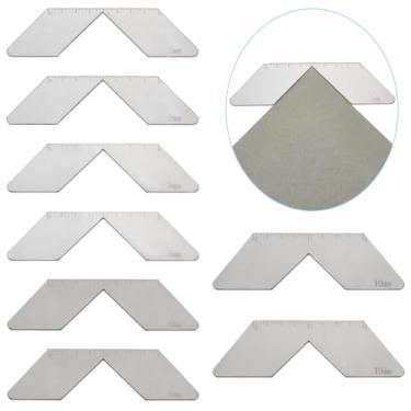 Imagem de OLYCRAFT 8 peças ferramenta de esquadria de canto para encadernação de livros de aço inoxidável 2/3/5/10 mm ferramenta de corte de canto de encadernação conjunto de gabarito para encadernação de