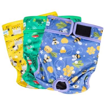 Imagem de Paw Legend Fraldas laváveis reutilizáveis para cães fêmeas para aquecer fraldas para cachorros fêmeas (pacote com 3, GG)