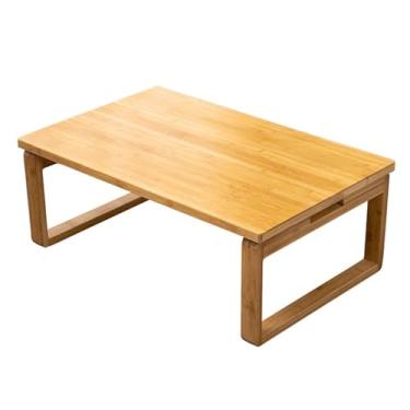 Imagem de BUSVORES Mesa de café portátil retangular dobrável, mesa de chá japonesa, mesa baixa de bambu para sentar no chão, mesa de jantar, mesa de tatame para sala de estar e quarto meditação (tamanho: 80 x