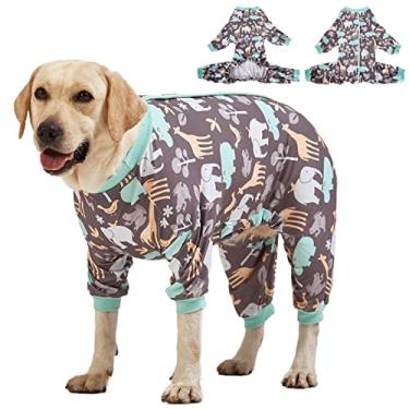 Imagem de LovinPet Pijama pitbull, pijama aconchegante para cachorro hipopótamo, ajuste fino, pijama pulôver leve/pijama para cachorro com cobertura total/botão de pressão nas costas é apenas decoraçã