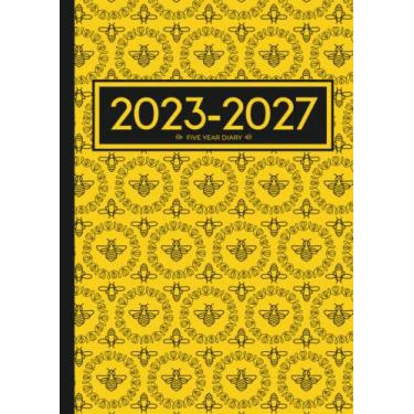 Imagem de 5 Year Diary 2023-2027 | A4 Busy Bumble Bees Pattern: Month to View Planner with UK Holidays, Vision Board, Moon Phases, Birthdays and Celebrations