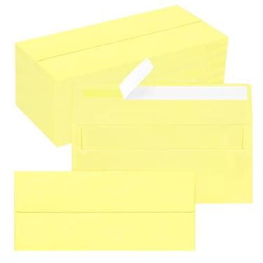 Imagem de Pacote com 200 envelopes empresariais nº 10, envelopes amarelos claros padrão autoselados para envio comercial seguro e jurídico, escritório, cheques, cartas, faturas, 10,2 x 23,5 cm