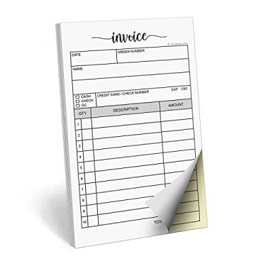 Imagem de 321Done Bloco de faturas, 2 peças, tamanho de bolso, 50 conjuntos (8,6 cm x 14 cm) de carbono, cópia dupla de pedido de compra portátil, formulário de recibo de vendas – Lindo livro de fatura para pequenos negócios de artesanato – Feito nos EUA