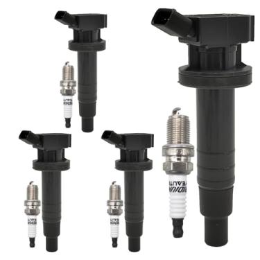 Imagem de OYEAUTO Pacote de bobinas de ignição Vela de Ignição UF247 Conjunto de 4 peças compatível com Toyota Corolla Matrix Chevrolet Prizm 1.8L L4