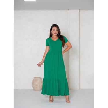 Imagem de Vestido Cropped Decote em V com Manga Saia Uma Maria - luh may, Verde,