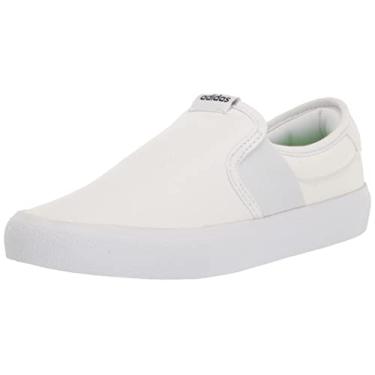 Imagem de adidas Tênis de corrida unissex Vulcraid3r adulto sem cadarço, branco/preto, 36/38 BR