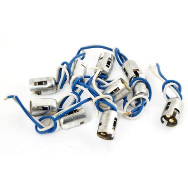 Imagem de A ABSOPRO Adaptador de fio DC 12V 1157 1016 soquete de freio seta luz de seta chicote de fios plástico durável metal branco (conjunto de 10)