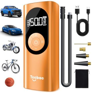 Imagem de Compressor de ar portátil para inflador de pneu com desligamento automático e luz de LED, bomba de ar sem fio de 150PSI com medidor de pressão digital, bomba de bicicleta elétrica de inflação rápida