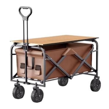 Imagem de carroça Carrinho de vagão de armazenamento com rodas dobrável jardim portátil carrinho de mão lounge vagão praia carrinho utilitário jardim para ao ar livre dobrável