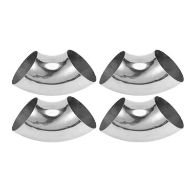 Imagem de Motoforti 4 peças 90 graus mandril curva cotovelo carro modificado tubo de escape tubulação 14.0 cm espessura OD 1,5 mm/16GA 141x325x1,5 mm 304 aço inoxidável tom prata
