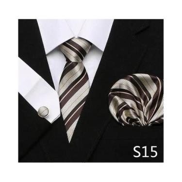 Imagem de Conjunto de Abotoaduras e Gravata Xadrez Vermelha para Homens - Ideal 
