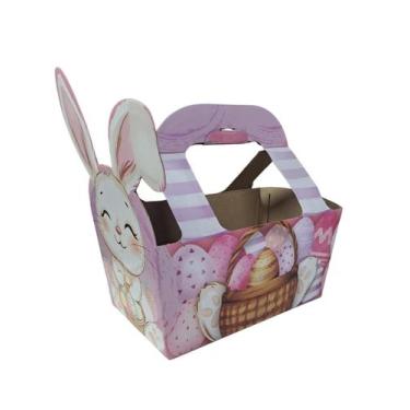 Imagem de 5 Cestinhas Papel Cartão Coelho de Páscoa 20x12x24cm - Dantas, Alegria