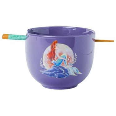 Imagem de Silver Buffalo Disney Princesa Ariel Pintada Lua 590 ml Tigela de Cerâmica Ramen com Pauzinhos