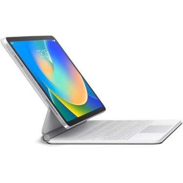 Imagem de Capa magnética para Galaxy Tab S9+/S9 Fe+/S8+/S7 Plus/S7 Fe 12,4 polegadas, capa magnética com teclado com touchpad (branco)