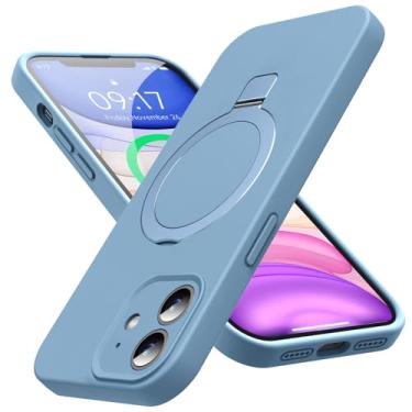Imagem de KMAMBAG Capa Mag-Ring projetada para iPhone 11, silicone líquido [fator hidratante] capa de telefone fina extremamente macia com suporte [compatível com MagSafe] para 11 6,1 polegadas homens e