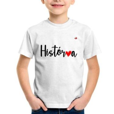 Imagem de Camiseta Infantil História por amor - Foca na Moda, Branco, 8