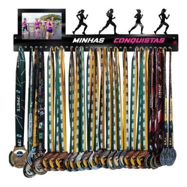 Imagem de Porta Medalha Personalizado Corrida Fem Portaretrato_g - QUADRO DE MED