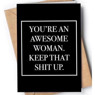 Imagem de Cartão divertido e inspirador para ela | Cartão de parabéns incrível para mulheres | Cartão perfeito para aniversário, formatura, Natal, Dia das Mães para filha, irmã, mãe, namorada, esposa. |