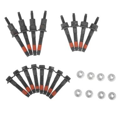 Imagem de Hihaha No.6505316AA/6504331 Kit de porca de parafuso do coletor de escape do motor para Dodge para Ram 1500 4.7L V8 2002-2008/interior/metal durável/24 peças preto