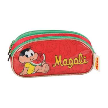 Imagem de Estojo Escolar 3 Compartimentos Turma da Mônica Estampa - Luxcel, Verm