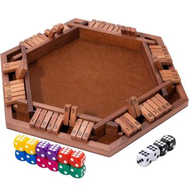 Imagem de Jogo de tabuleiro Shut The Box Wood 2-6 jogadores com 16 dados