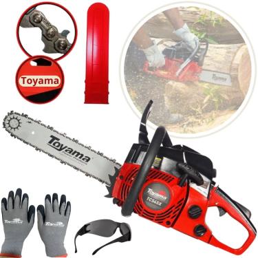 Imagem de Motosserra a Gasolina Toyama Profissional TCS 45X 16TSN G2 Motor Serra 2,8HP Sabre 40cm + Par de Luvas + Óculos de Proteção