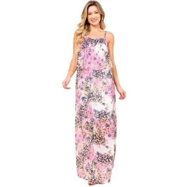 Imagem de Vestido longo estampado com forro de chiffon - SML Fashion, Feminino, 