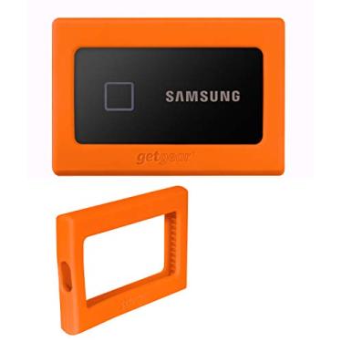Imagem de Amortecedor de silicone para SSD portátil Samsung T7. T7 Touch - 1TB, 2TB, 500GB, USB 3.2, forte absorção de choque, antiderrapante - preto (laranja)