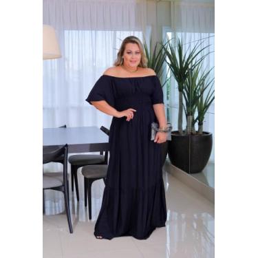 Imagem de Vestido Longo Plus Size Feminino Ajustável ao corpo efeito modela cint
