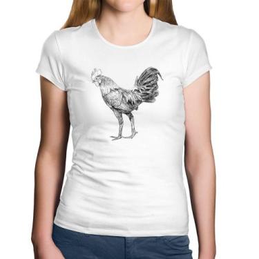 Imagem de Baby Look Algodão Galo Desenho - Foca na Moda, Branco, P