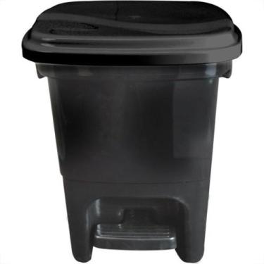 Imagem de Lixeira Plasvale Com Pedal 15L Preta Quadrada
