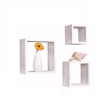 Imagem de Nicho Cubo Prateleira em Mdf Branco Kit C/3 - 10cm de Profundidade - T