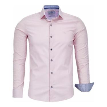 Imagem de Camisa Social Masculina Algodão Elastano Amil Formal 1808, Rosa, Claro