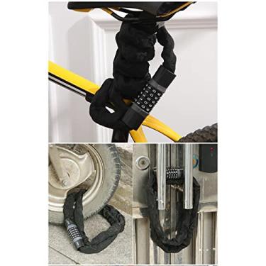 Imagem de Cadeado de combinação de corrente, forte bloqueio anti-roubo sem chave de 5 dígitos para ciclistas, liga de aço, preto e cinza