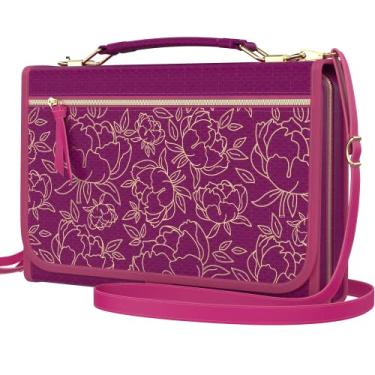 Imagem de DEHITE Capa Bíblica Feminina – Bolsa de Transporte Bíblica Tamanho Extra Grande – Serve para Livro 26 x 17 x 4 cm – Compartimentos para Caneta – Bolso com Zíper – Alça de Ombro – Tecido Premium –