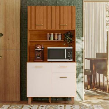 Imagem de Kit Cozinha 04 Portas 01 Gaveta New Izis Poliman Móveis, Freijo /Ripad