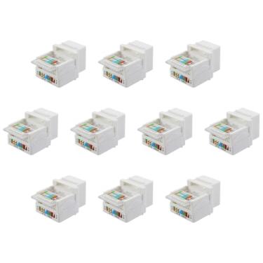 Imagem de heyous Adaptadores de tomada de escada RJ45 sem ferramentas Cat5e sem ferramentas, super categoria 5, conector de módulo de rede para cabo Ethernet de Internet, suporte de encaixe com padrão de fiação