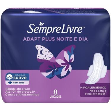 Imagem de Absorvente SEMPRE LIVRE® ADAPT® PLUS NOITE e DIA SUAVE com Abas 8 Unidades