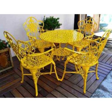 Imagem de Jogo De Mesa Floral Amarelo Em Alumínio Fundido - Cód 2041