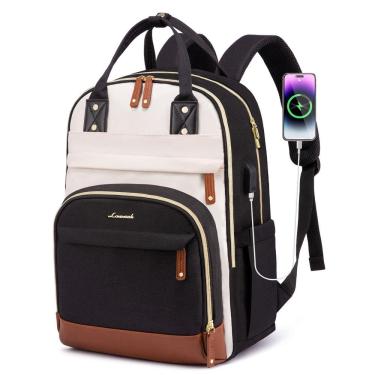 Imagem de Mochila para laptop LOVEVOOK para mulheres de 17 polegadas, anti-roubo, bege
