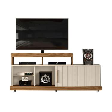 Imagem de Rack para Sala Valle Carvalho Nobre Off White – dj Móveis