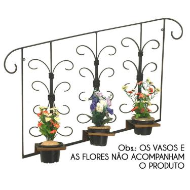 Imagem de Floreira de Parede Ferro Rustica Artesanal Suporte para Vasinhos de Flor