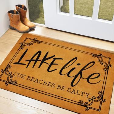 Imagem de GLHFLMAO Tapete de porta Lake Life Tapete de corredor de porta capachos internos decoração interna engraçado capacho antiderrapante 76 cm x 45 cm