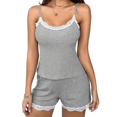 Imagem de Conjunto De Pijama De Renda Feminino De Tamanho Grande, Gola Redonda, 