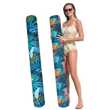 Imagem de PARENTSWELL Pacote com 2 macarronetes infláveis para piscina, macarrão coberto de tecido, flutuadores para adultos, boias de piscina para o verão, praia, viagens